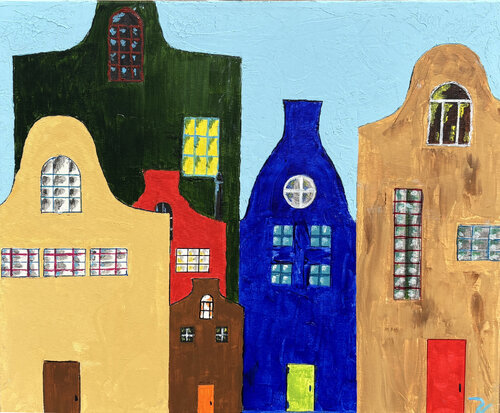 Edificios de Amsterdam de paola vignola, Pintura a la venta en Singulart