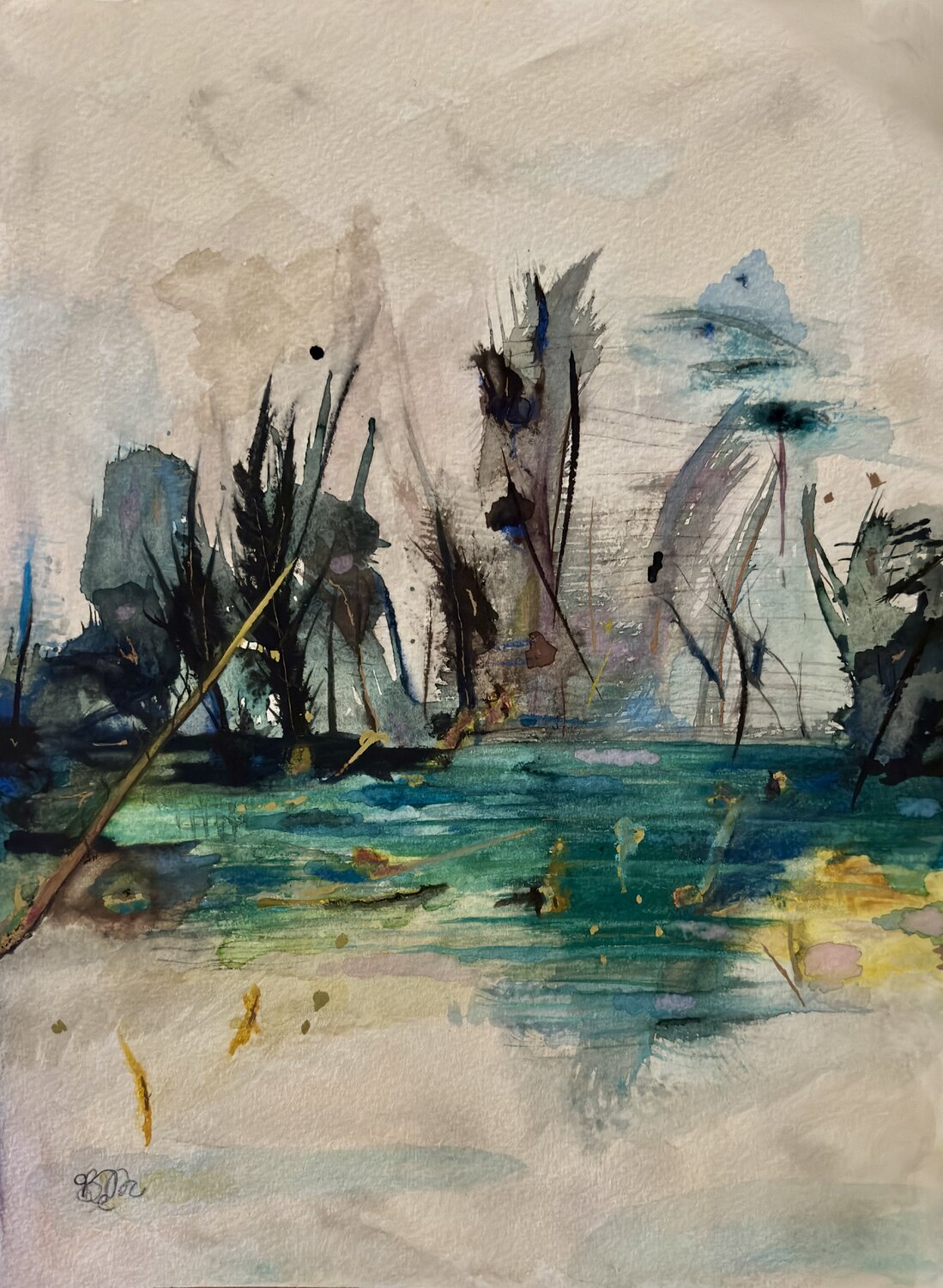 Marsh abstract Brooke Meadows Original painting for sale