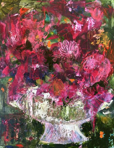 Vase of Flowers par Corina Hazlett, Peinture en vente sur Singulart