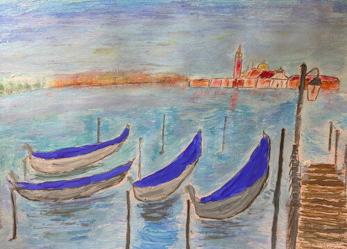 Am Pier von Venedig by Karin Martensen, Painting for Sale on Singulart