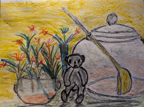 Stillleben mit Teddy by Karin Martensen, Painting for Sale on Singulart