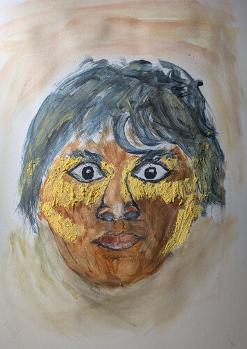 Australisches Kind in Festtagsbemalung by Karin Martensen, Painting for Sale on Singulart
