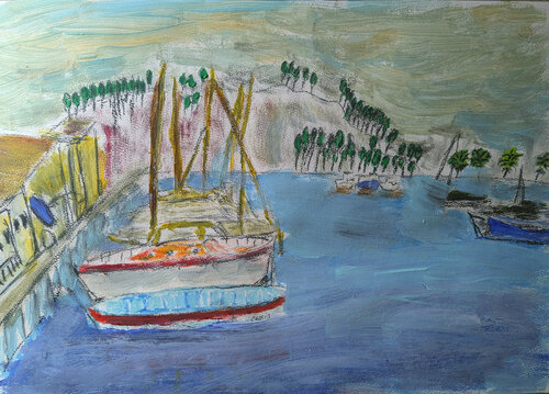Im Hafen von Cassis by Karin Martensen, Painting for Sale on Singulart