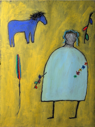 Frau mit Pferd und Speer by Karin Martensen, Painting for Sale on Singulart
