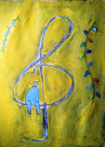 Frau mit Notenschlüssel by Karin Martensen, Painting for Sale on Singulart