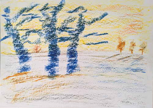 Blaue Bäume di Karin Martensen, Pittura in vendita su Singulart