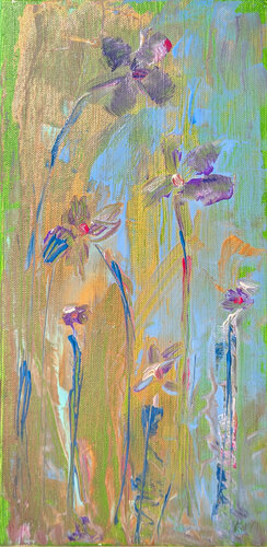Blumen auf Goldgrund van Karin Martensen, Schilderij te koop op Singulart