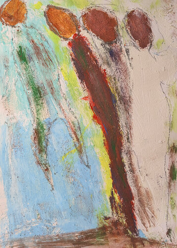 Drei Figuren und eine vierte di Karin Martensen, Pittura in vendita su Singulart
