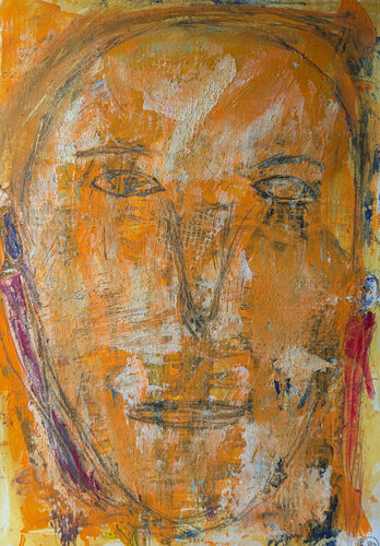 Das orangefarbene Gesicht by Karin Martensen, Painting for Sale on Singulart