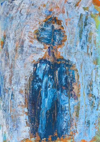 Mensch in blau par Karin Martensen, Peinture en vente sur Singulart