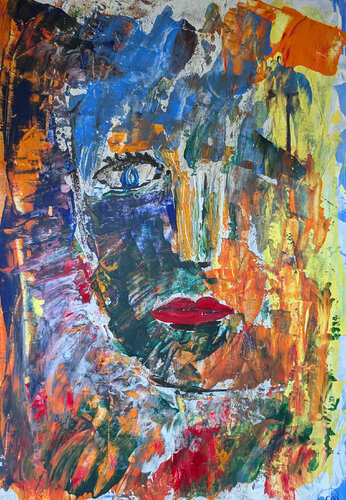 Frauenkopf in Farbumgebung by Karin Martensen, 絵画 for Sale on Singulart