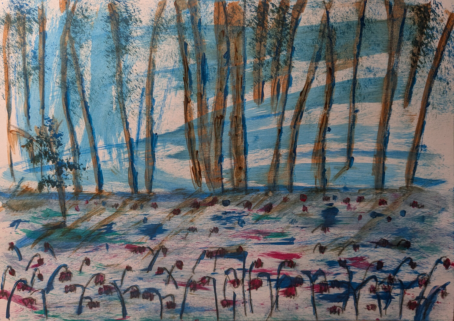 Blumen vor Waldlandschaft Karin Martensen Original painting for sale