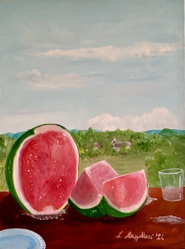 Anguria con paesaggio by Luisa Cappellari, Painting for Sale on Singulart