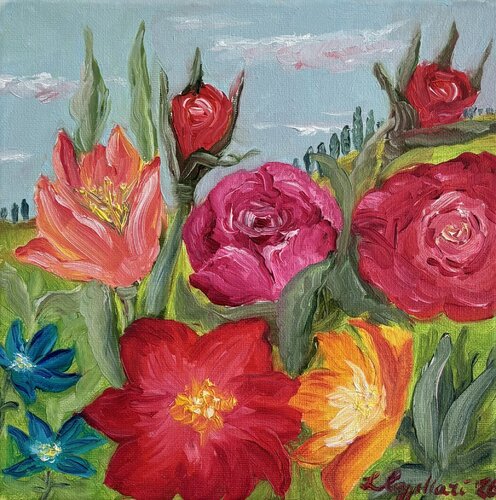 Fiori tra le colline van Luisa Cappellari, Schilderij te koop op Singulart