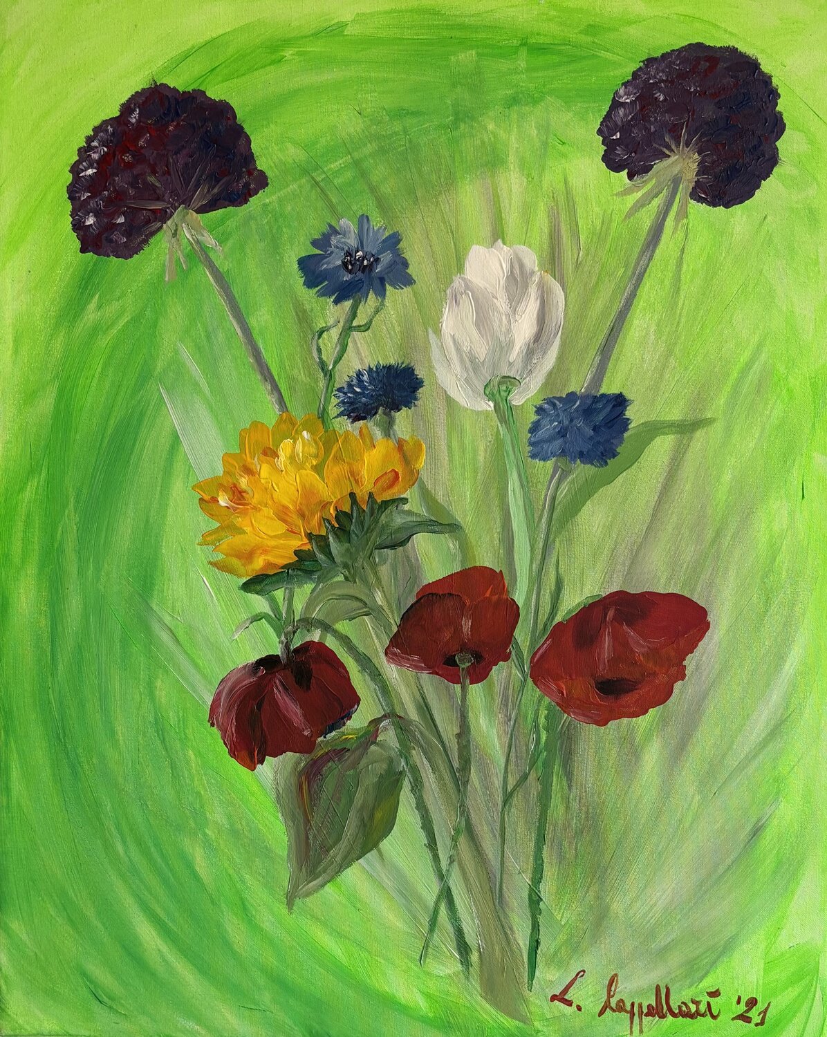 Fiori su sfondo verde Luisa Cappellari