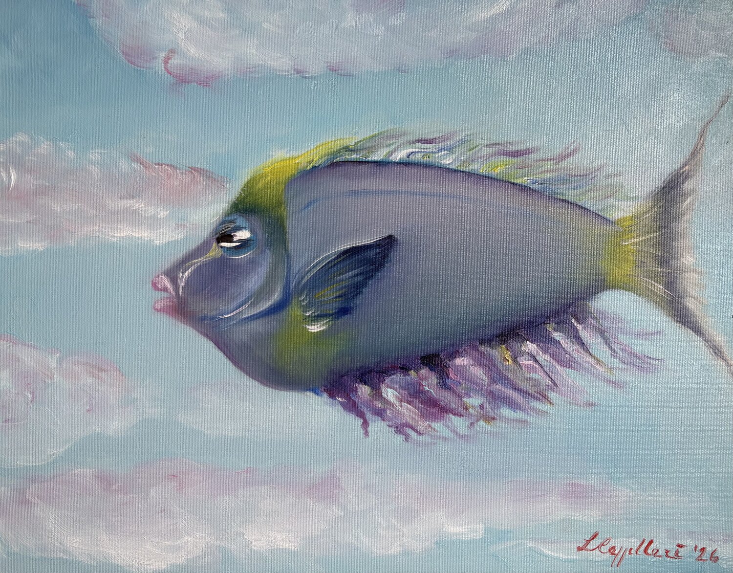 Pesce fra le nuvole Luisa Cappellari Dipinto originale in vendita