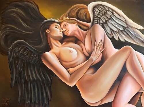 Sìrin e Alkonost par Alessio Papa, Peinture en vente sur Singulart