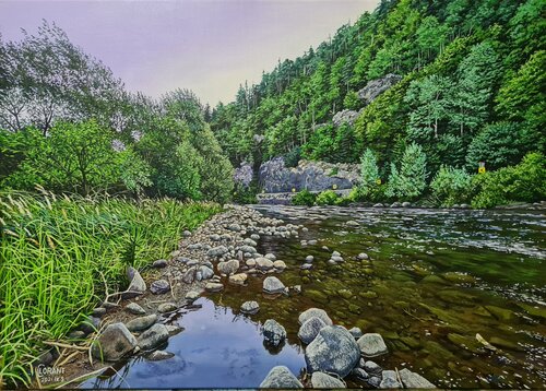River in twilight by Lorant Cucui, Painting for Sale on Singulart