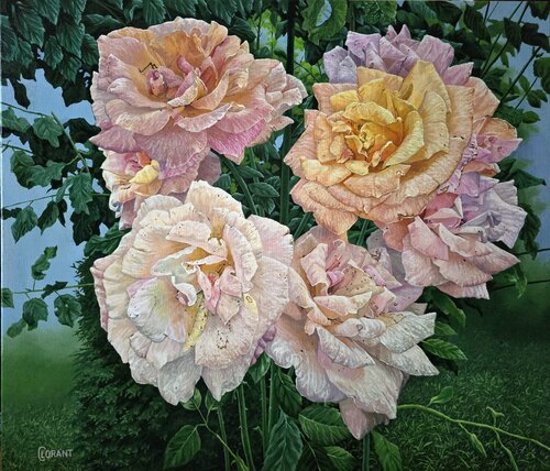 Roses in Full Bloom by Lorant Cucui, Painting for Sale on Singulart