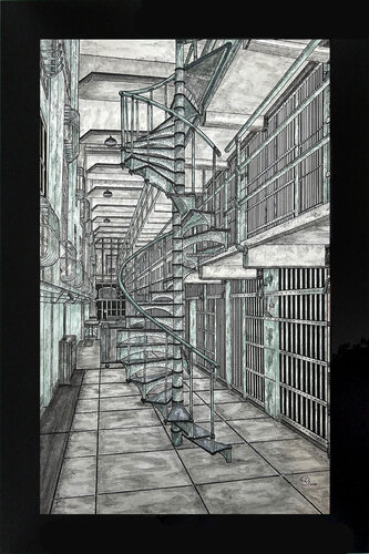 Historic Alcatraz by Russell Garn, Drawing for Sale on Singulart