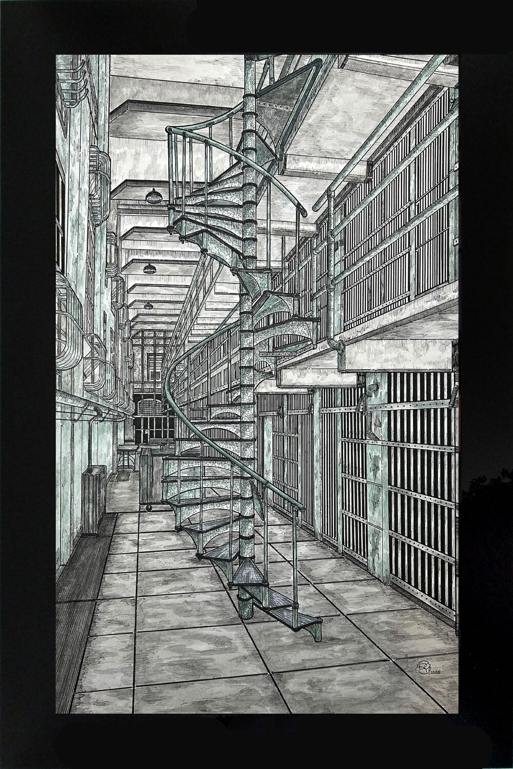 Historic Alcatraz Russell Garn Drawing for sale