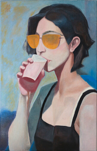 The Pink Drink 2025 by Marcin Filip Banasik, Painting for Sale on Singulart