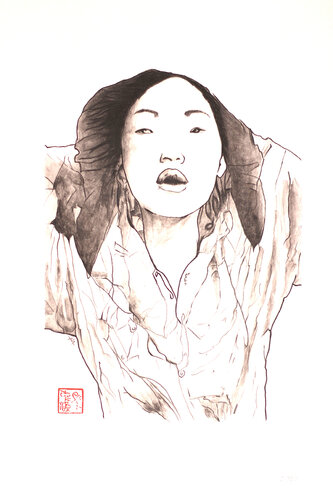 Young woman with a hood by Marcin Filip Banasik, Drawing for Sale on Singulart