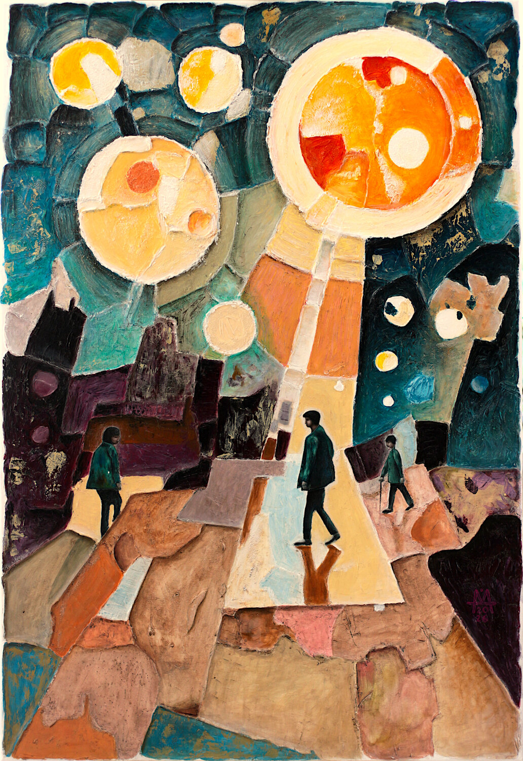Con-sol-ation - Urban landscape - Along the river Marcin Filip Banasik Originalgemälde zu verkaufen