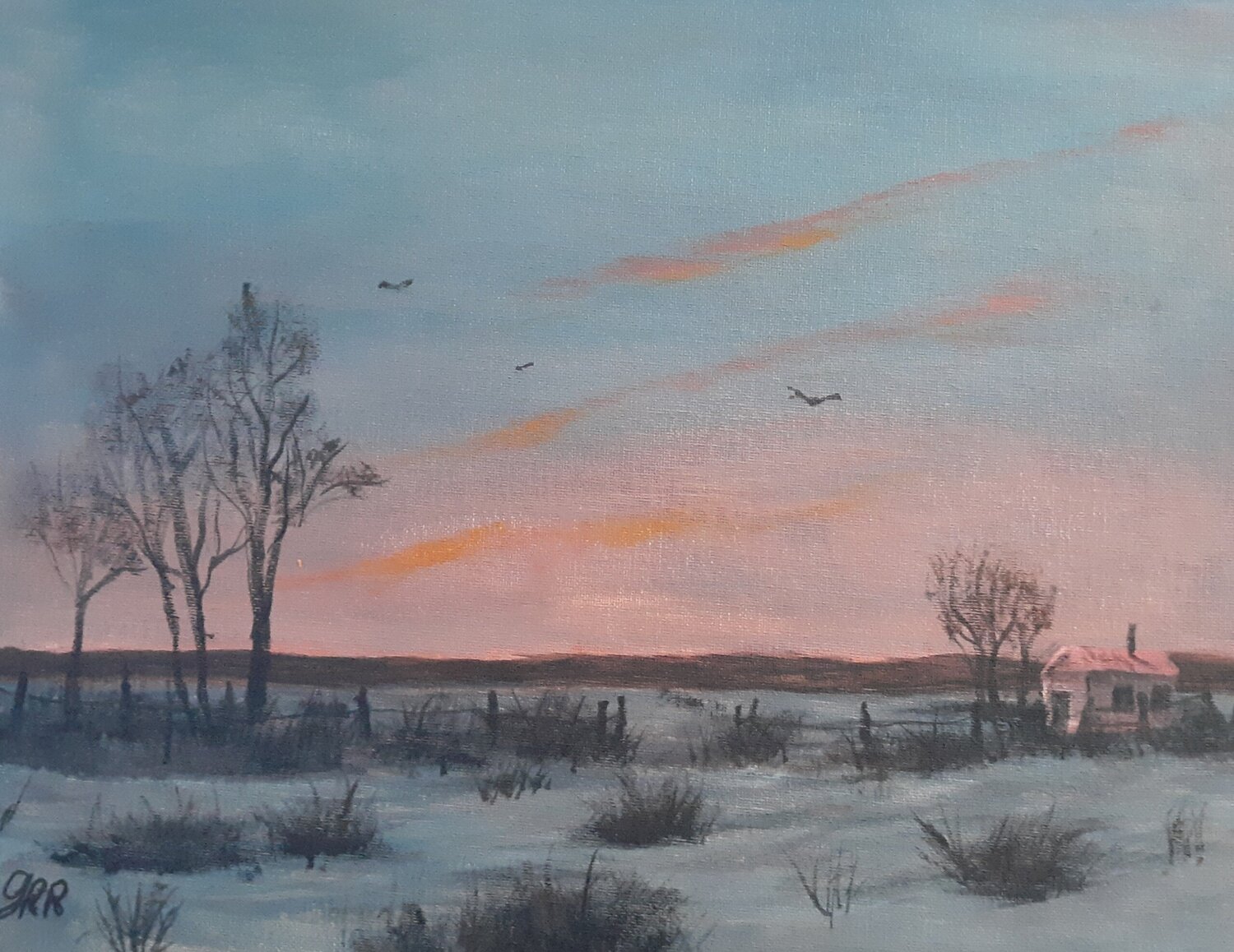 Prairie Winter Morning Gunter Radinger Original painting for sale