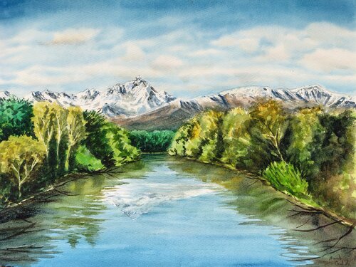 Monviso dal Bosco del Gerbasso de Manuela Cordedda, Obra en papel a la venta en Singulart