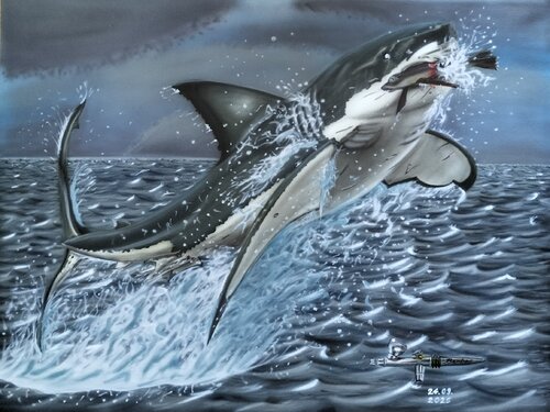 Der Weiße Hai by Benjamin Barczak, Painting for Sale on Singulart