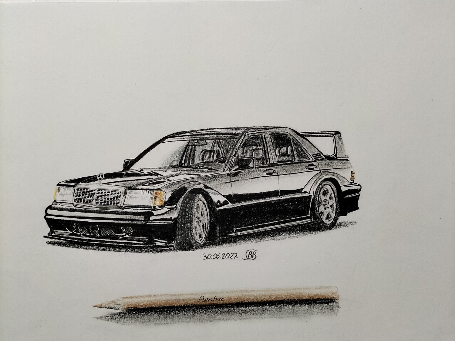 Mercedes E 190 Evo2 Black&White Benjamin Barczak Œuvre sur papier à vendre