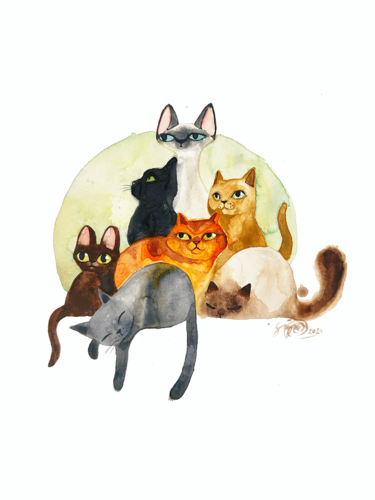 Cat Gang by Sonja Rissanen, Painting for Sale on Singulart