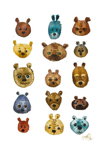 Family portrait of Bears by Sonja Rissanen, Painting for Sale on Singulart