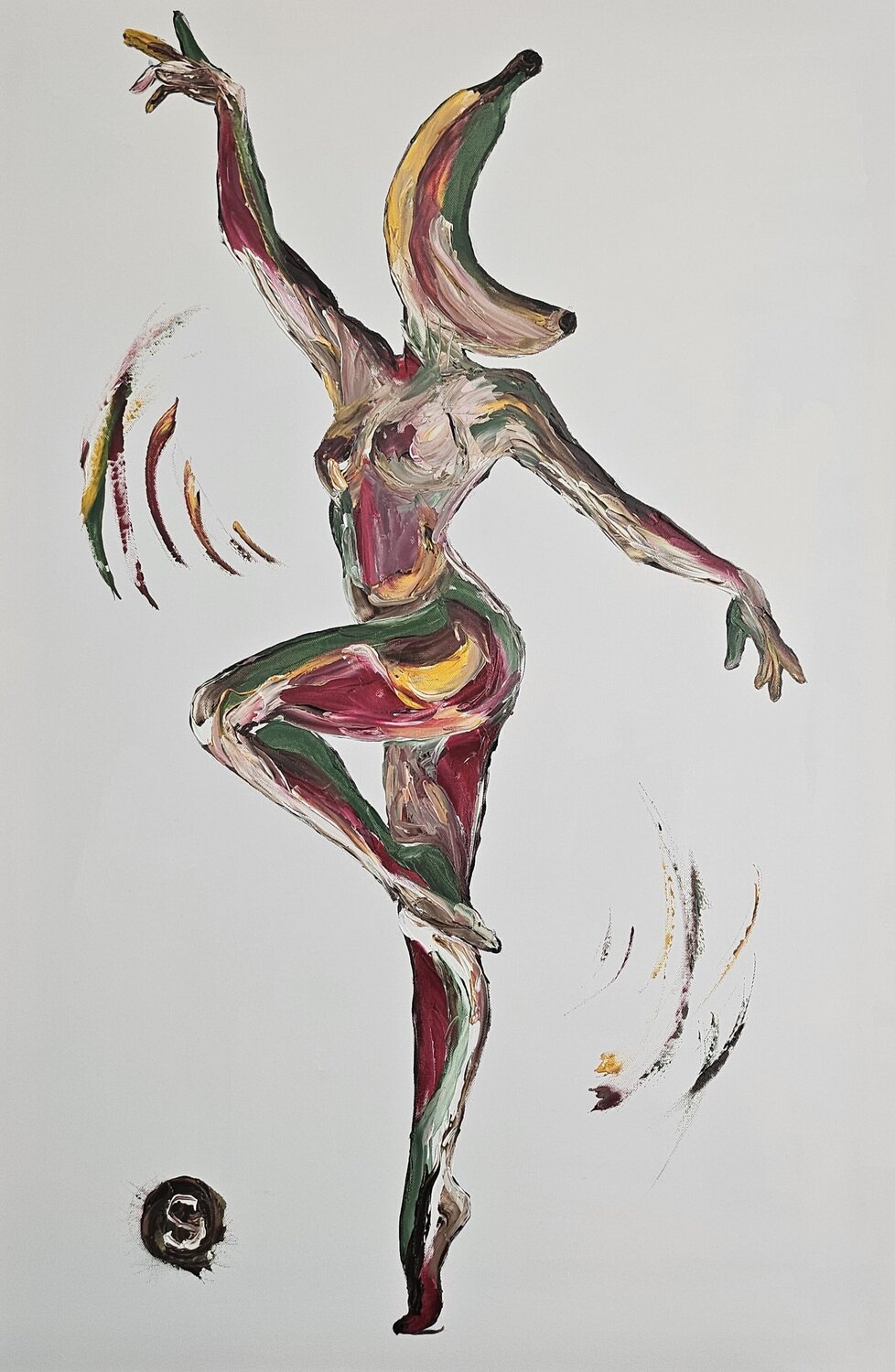 La femme banane Steeve Grangier Origineel schilderij te koop