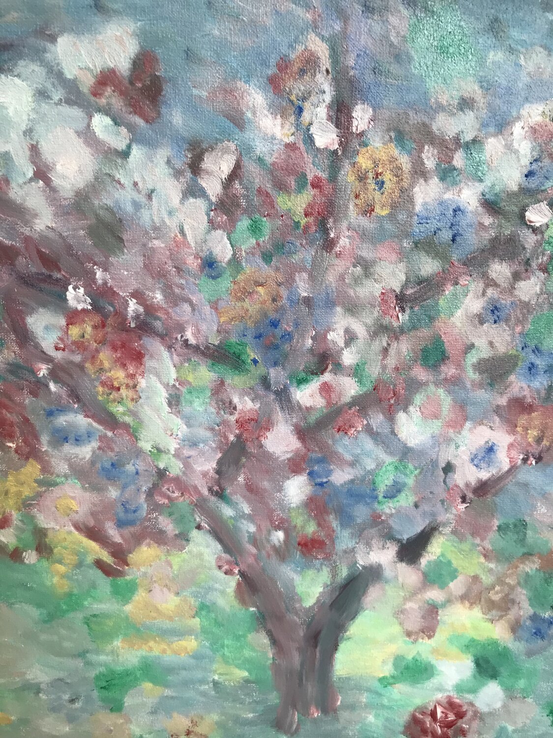 Petit cerisier  en fleurs Anouchka Freud (nom d'artiste) Dipinto originale in vendita