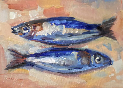 Sardines van Natalia Miasnikova, Schilderij te koop op Singulart