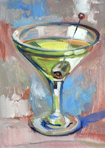 Martini with Olive by Natalia Miasnikova, Painting for Sale on Singulart