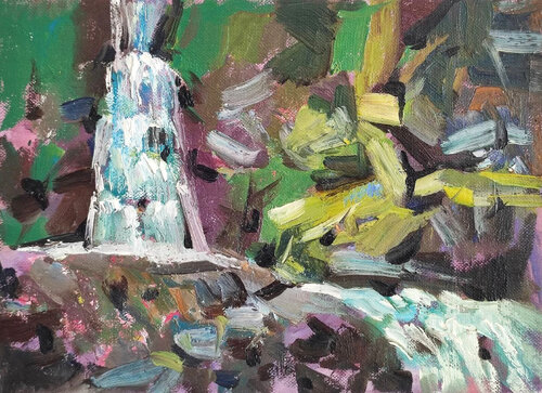 Mountain Waterfall di Natalia Miasnikova, Pittura in vendita su Singulart