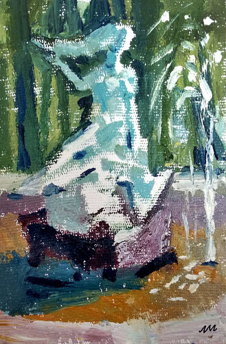 Small forest waterfall par Natalia Miasnikova, Peinture en vente sur Singulart