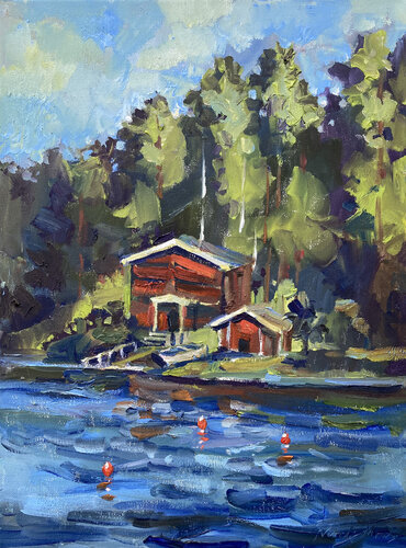 Finnish Lakeside Cottage von Natalia Miasnikova, Malerei kaufen auf Singulart