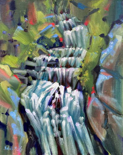 Forest Waterfall — Original Oil Painting von Natalia Miasnikova, Malerei kaufen auf Singulart