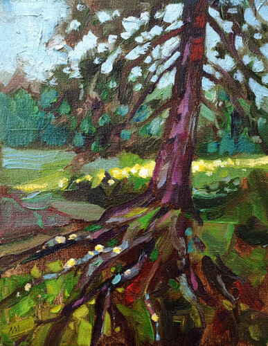Old tree — original oil painting von Natalia Miasnikova, Malerei kaufen auf Singulart