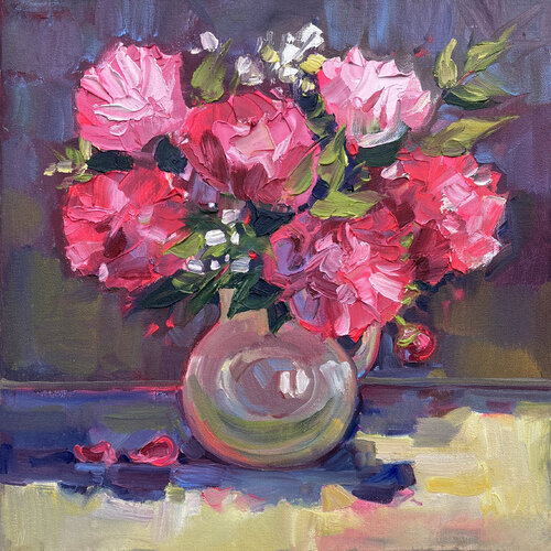 Pink Peonies — Original Oil Painting von Natalia Miasnikova, Malerei kaufen auf Singulart