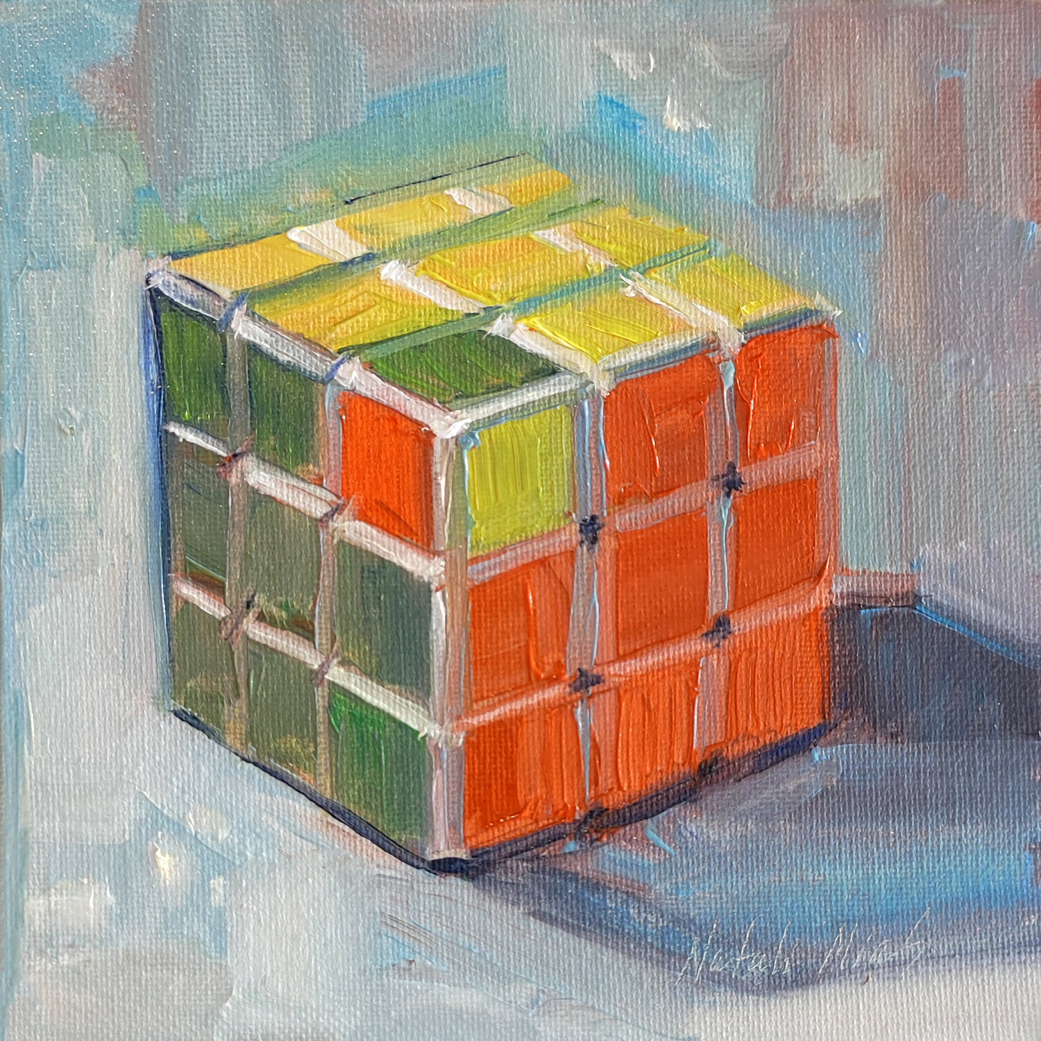 Puzzle Cube Natalia Miasnikova Original painting for sale