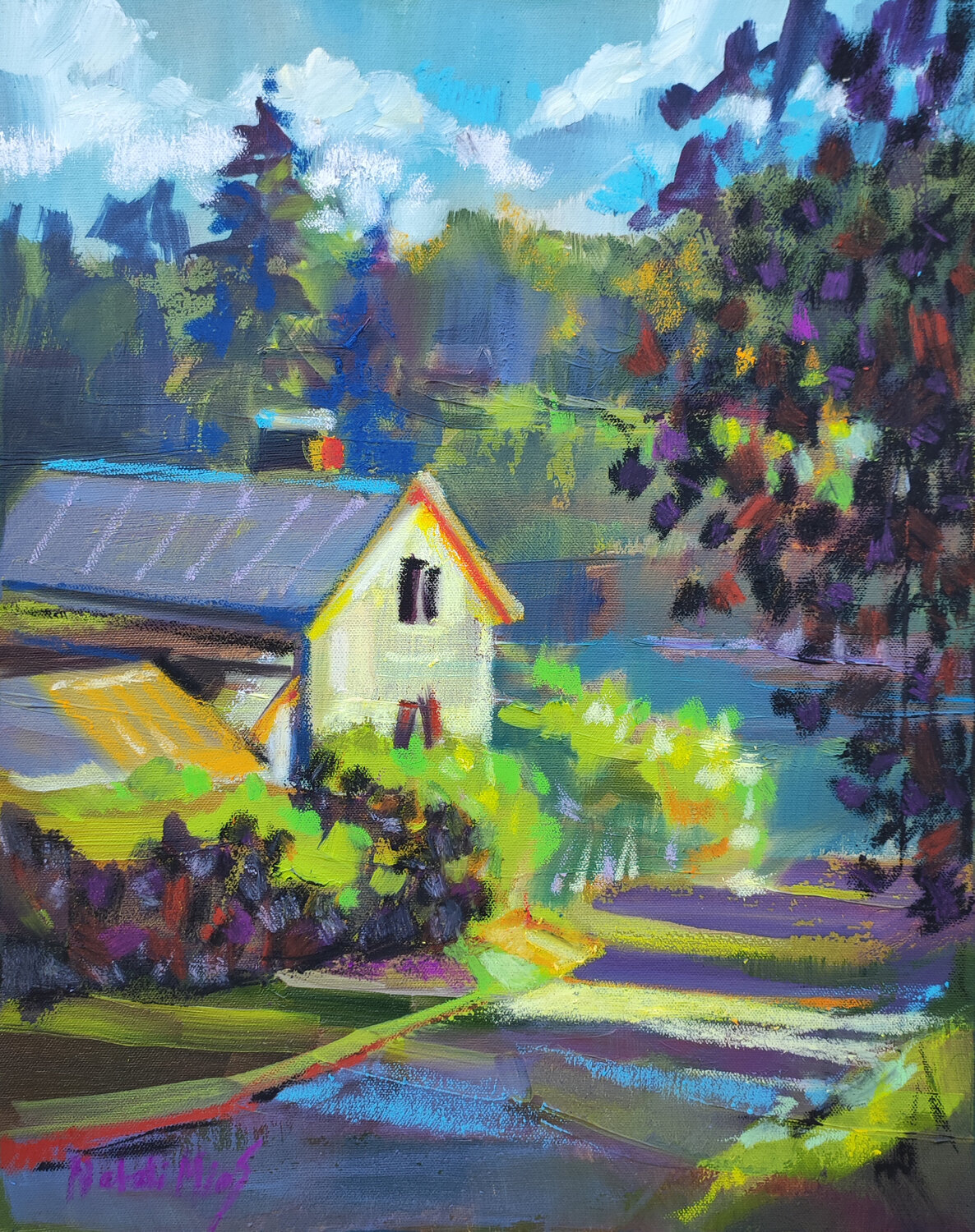 The road to a cozy home Natalia Miasnikova Originalgemälde zu verkaufen