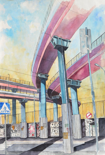 piloni tangenziale Prenestina von Pierre David Cavallari, Malerei kaufen auf Singulart