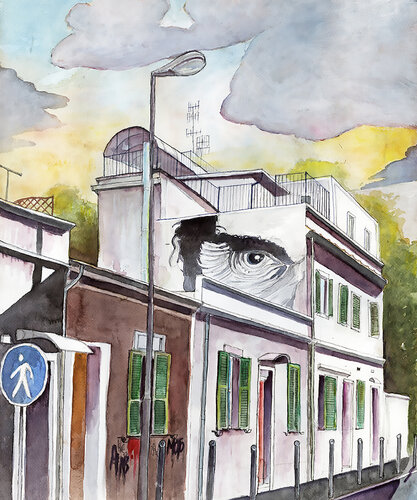 murales di Pasolini al Pigneto Roma von Pierre David Cavallari, Malerei kaufen auf Singulart
