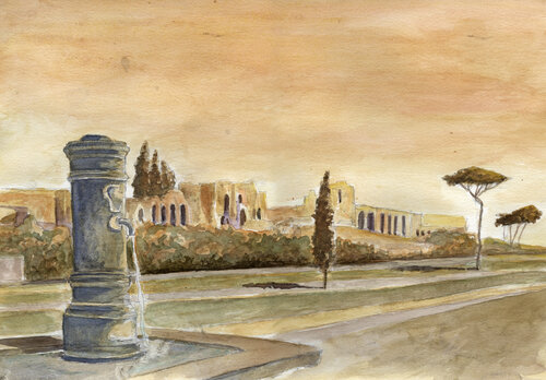 Fontanella al circo Massimo Roma by Pierre David Cavallari, Painting for Sale on Singulart