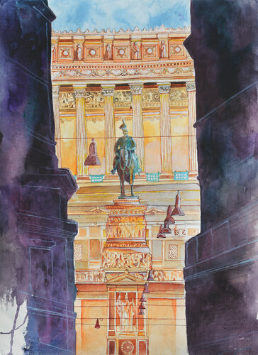 vittoriale visto da via del corso by Pierre David Cavallari, Painting for Sale on Singulart